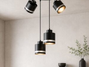 Miniaturka 1 - Lampa wisząca Lavedano czarna i srebrna w jasnej aranżacji wnętrza