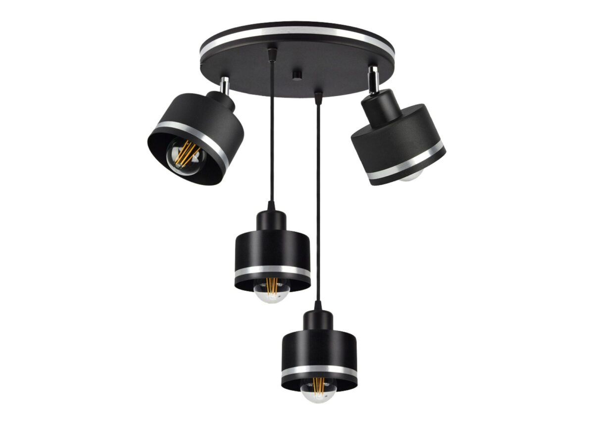 Lampa wisząca Lavedano czarna i srebrna 4×E27