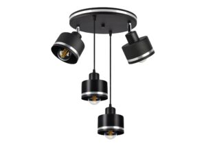 Miniaturka 2 - Lampa wisząca Lavedano czarna z czterema kloszami i srebrnymi akcentami na białym tle