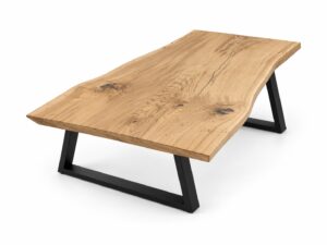 Miniaturka 7 - Ława dębowa z jednej deski 140x75 cm QUERCO na stalowych nogach – zdjęcie produktowe na białym tle