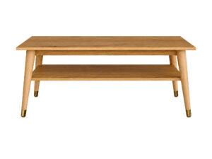 Miniaturka 2 - Ława dębowa z półką Jorvano 120 cm dąb i złoto – zdjęcie 3