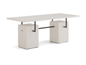 Miniaturka 5 - Ława designerska Arrovia 150 cm prostokątna – kolor perłowa biel, widok na białym tle