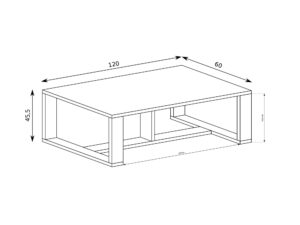 Miniaturka 4 - Ława kawowa Lavinia na rysunku technicznym 120 na 60 cm
