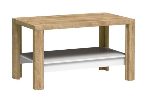 Ława kawowa Nalvio 110 cm z blatem Ribbeck i białą dolną półką