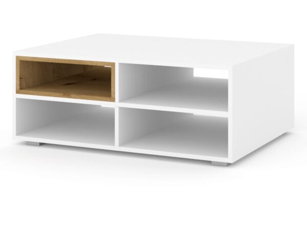 Ława Nimet M 94 cm biały mat z wstawką dąb artisan