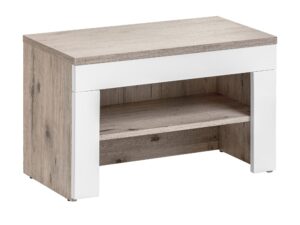 Miniaturka 4 - Stolik z półką jasne drewno białe nogi