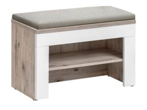 Miniaturka 4 - Ławeczka na buty z poduszką Melvoro 60 cm dąb Wellington biały beżowy