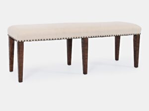 Miniaturka 2 - Ławka rustykalna 132 cm ciemnobrązowa z beżową tapicerką – Avola – zdjęcie 2