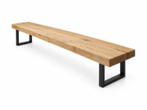 Miniaturka 9 - Ławka dębowa 270 cm LEGNARO na stalowych nogach – zdjęcie produktowe na białym tle