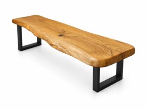 Miniaturka 8 - Ławka dębowa z jednej deski 210 cm SEDILE na stalowych nogach – zdjęcie produktowe na białym tle