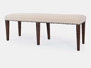 Miniaturka 5 - Ławka rustykalna 132 cm ciemnobrązowa z beżową tapicerką – Avola – zdjęcie 5