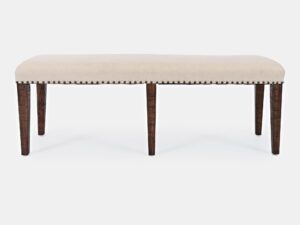 Miniaturka 1 - Ławka rustykalna 132 cm ciemnobrązowa z beżową tapicerką – Avola