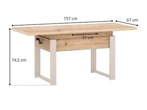 Miniaturka 7 - Ławostół Brivio rozłożony do 157 cm na rysunku wymiarowym