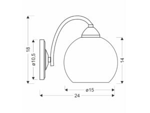 Miniaturka 1 - Rysunek wymiarowy kinkietu Linotira z białym kloszem