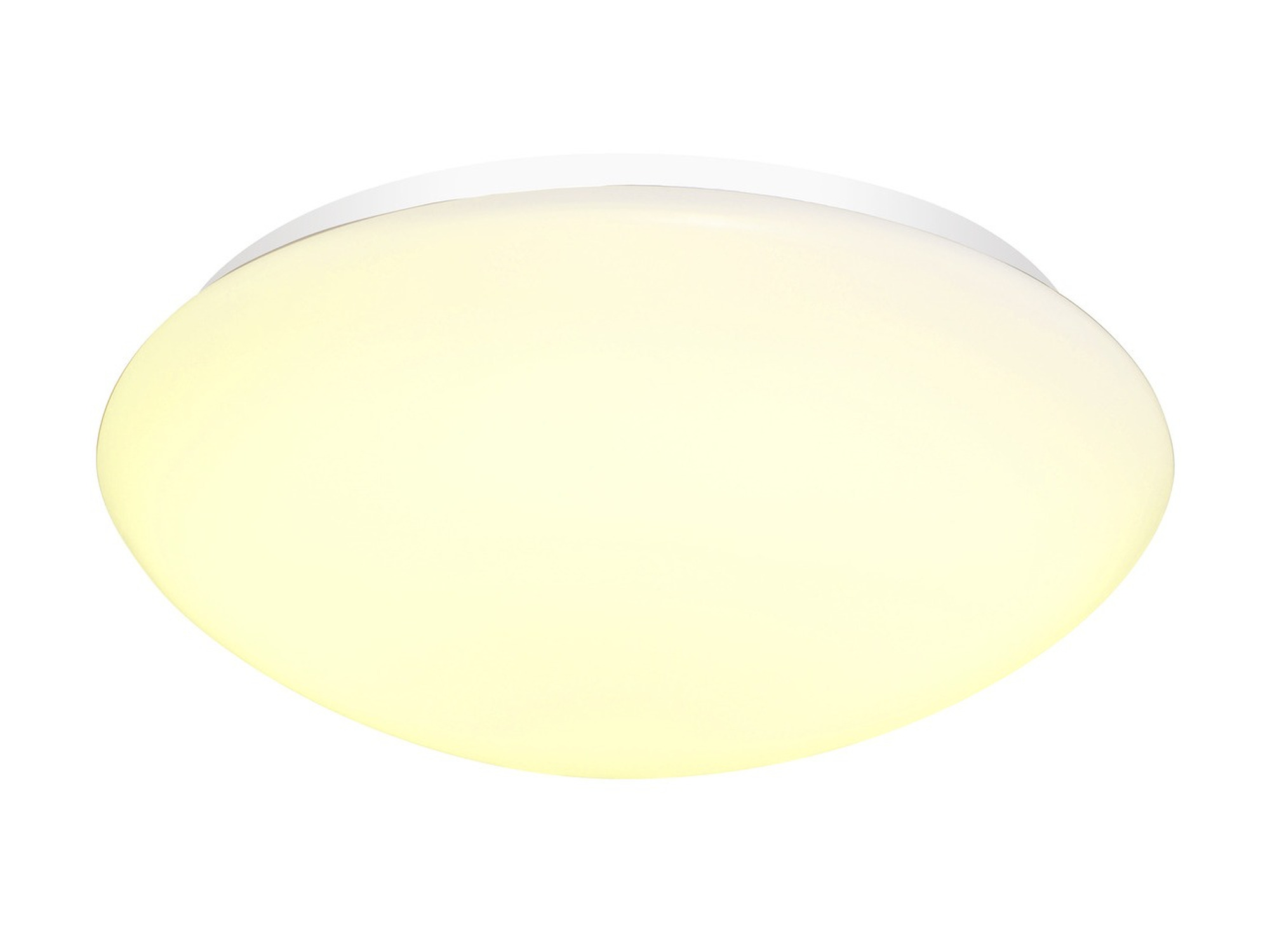 Biały plafon Lipsy 35 cm na białym tle, widok frontalny