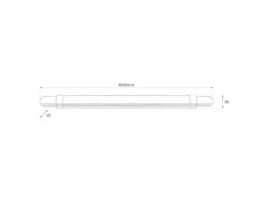 Miniaturka 3 - Listwa LED batten 150 cm – rysunek wymiarów 1500 × 52 × 35 mm