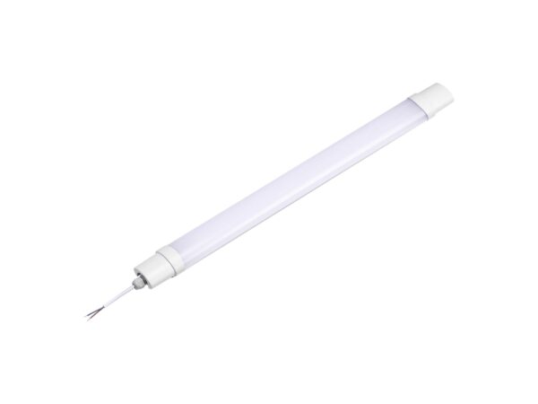 Biała listwa hermetyczna LED 18 W 60 cm IP65, widok produktowy na białym tle