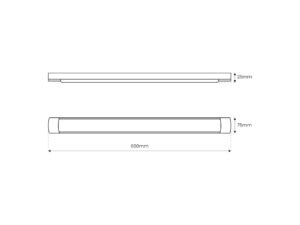 Miniaturka 7 - Listwa LED natynkowa 60 cm – rysunek wymiarów 600 × 75 × 25 mm