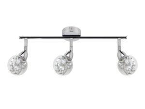 Miniaturka 2 - Listwa sufitowa LED Telesela chromowana z trzema przezroczystymi kulistymi kloszami