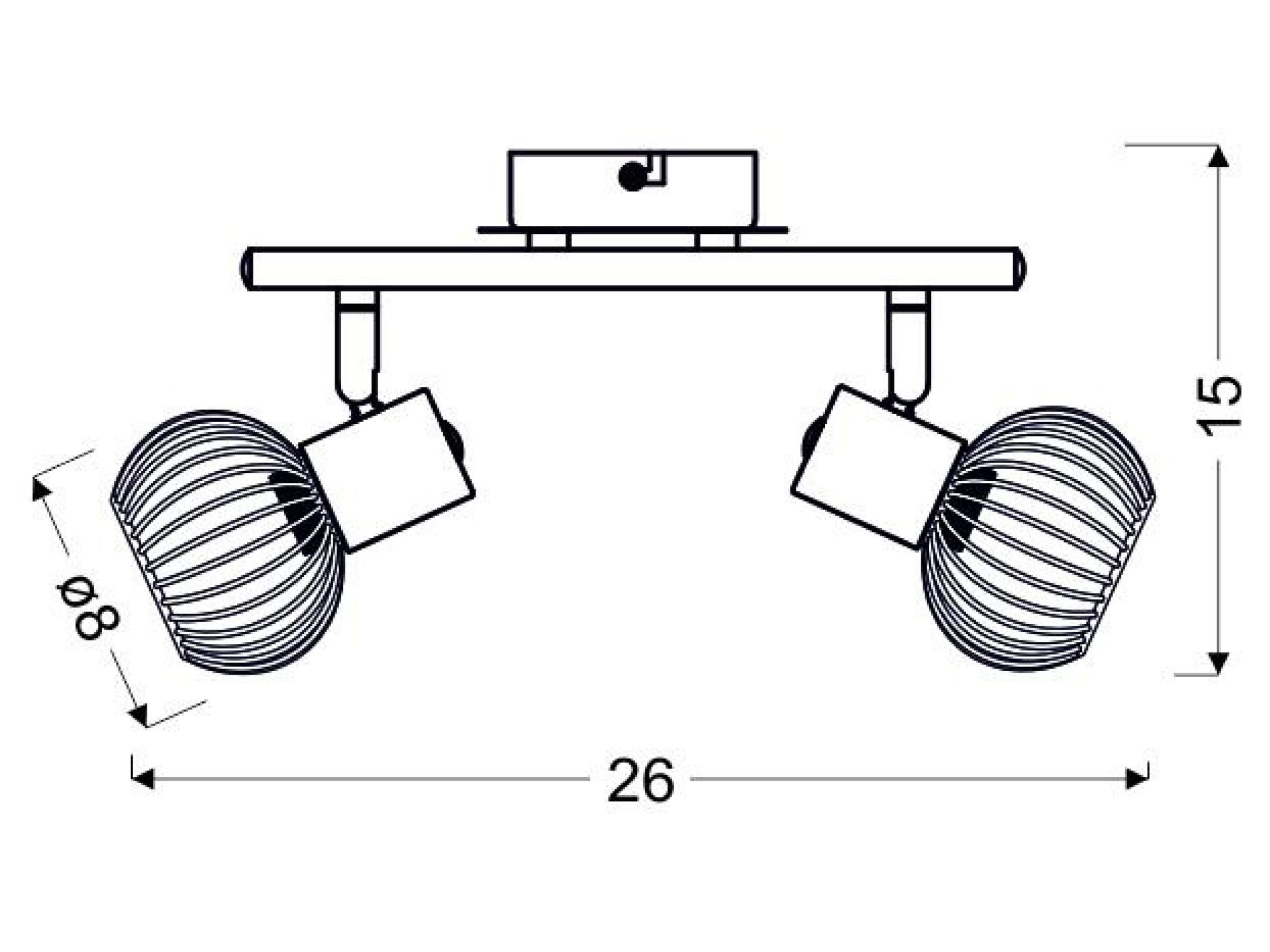 Schemat wymiarowy listwy Melino: szerokość 26 cm, wysokość 15 cm