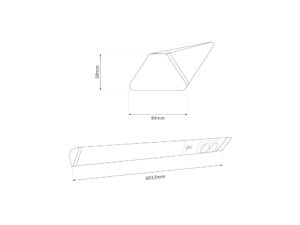 Miniaturka 5 - Rysunek wymiarów listwy LED 603,5 na 64 na 39 mm