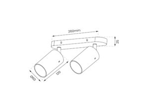 Miniaturka 4 - Podwójna listwa GU10 – rysunek długości 260 mm i kloszy Ø60 mm