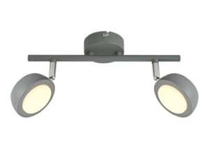 Miniaturka 2 - Szara listwa sufitowa Belona z dwoma reflektorami LED i chromowanymi łącznikami.