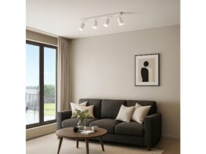 Miniaturka 3 - Biała listwa sufitowa 4 GU10 w aranżacji salonu