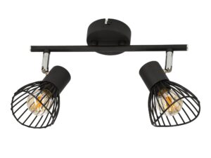 Miniaturka 4 - Listwa sufitowa Camevora czarna z dwoma metalowymi kloszami