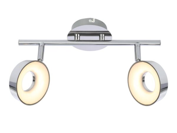 Listwa sufitowa Dalareta LED z dwoma regulowanymi chromowanymi punktami