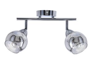 Miniaturka 3 - Lampa sufitowa Ilirona na chromowanej listwie, zbliżenie dwóch szklanych kloszy