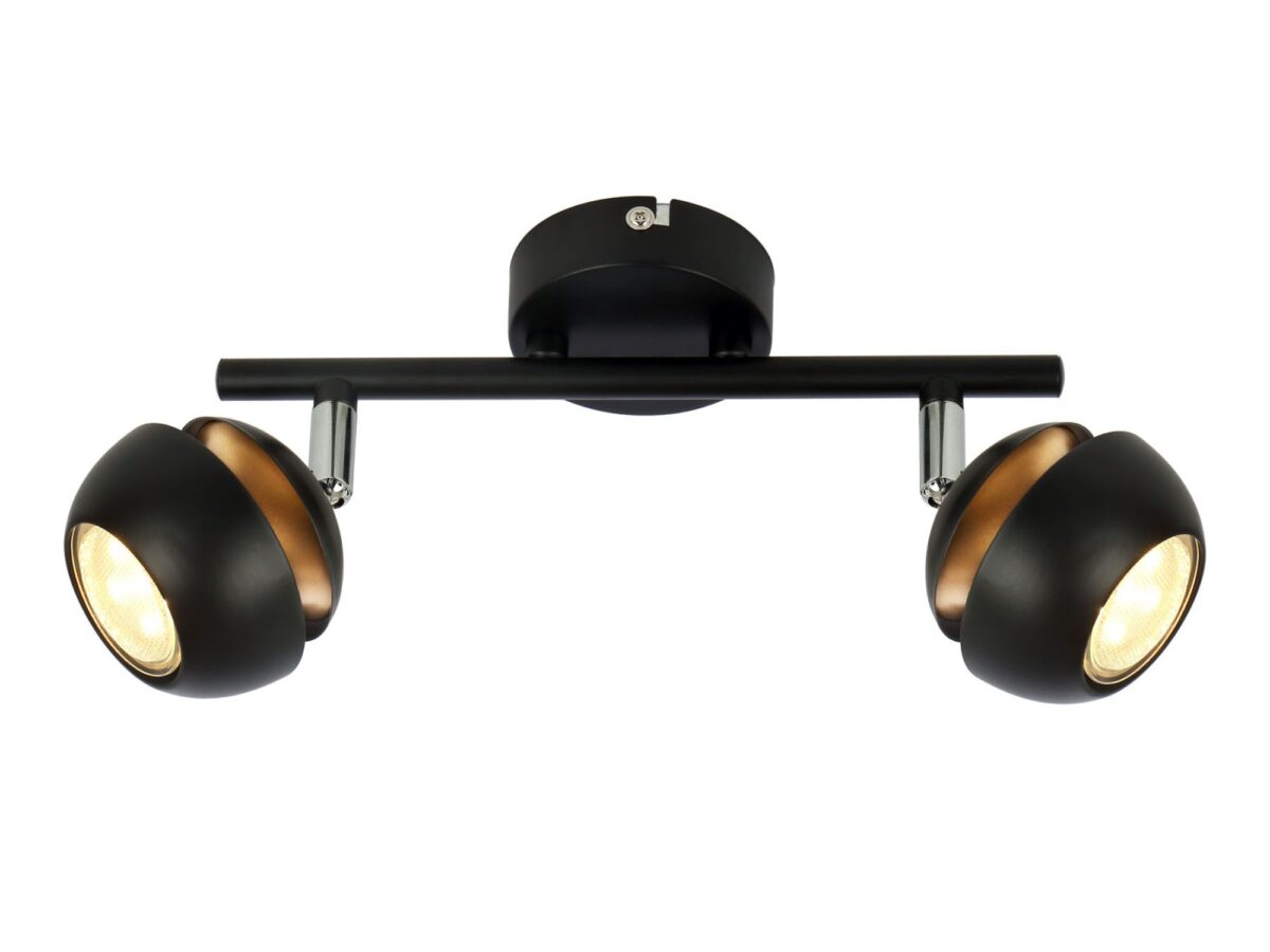 Listwa sufitowa Isivano 2 × GU10 32 cm czarna ze złotym ringiem