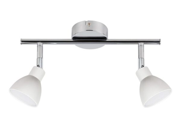 Listwa sufitowa LED Elemela z dwoma białymi reflektorami i chromowanym stelażem