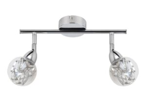 Miniaturka 2 - Listwa sufitowa LED Telesela chromowana z dwoma przezroczystymi kloszami na białym tle