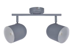 Miniaturka 3 - Szara matowa listwa sufitowa Levarino z dwoma ruchomymi metalowymi kloszami