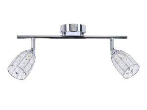 Miniaturka 3 - Listwa sufitowa Orosino z dwoma chromowanymi reflektorami i przezroczystymi ozdobami