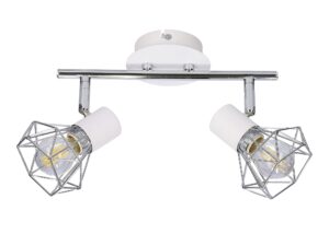 Miniaturka 5 - Listwa sufitowa Peredia z dwoma białymi reflektorami i chromowanym stelażem