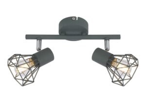 Miniaturka 1 - Szara listwa sufitowa Peredia z dwoma ażurowymi metalowymi kloszami