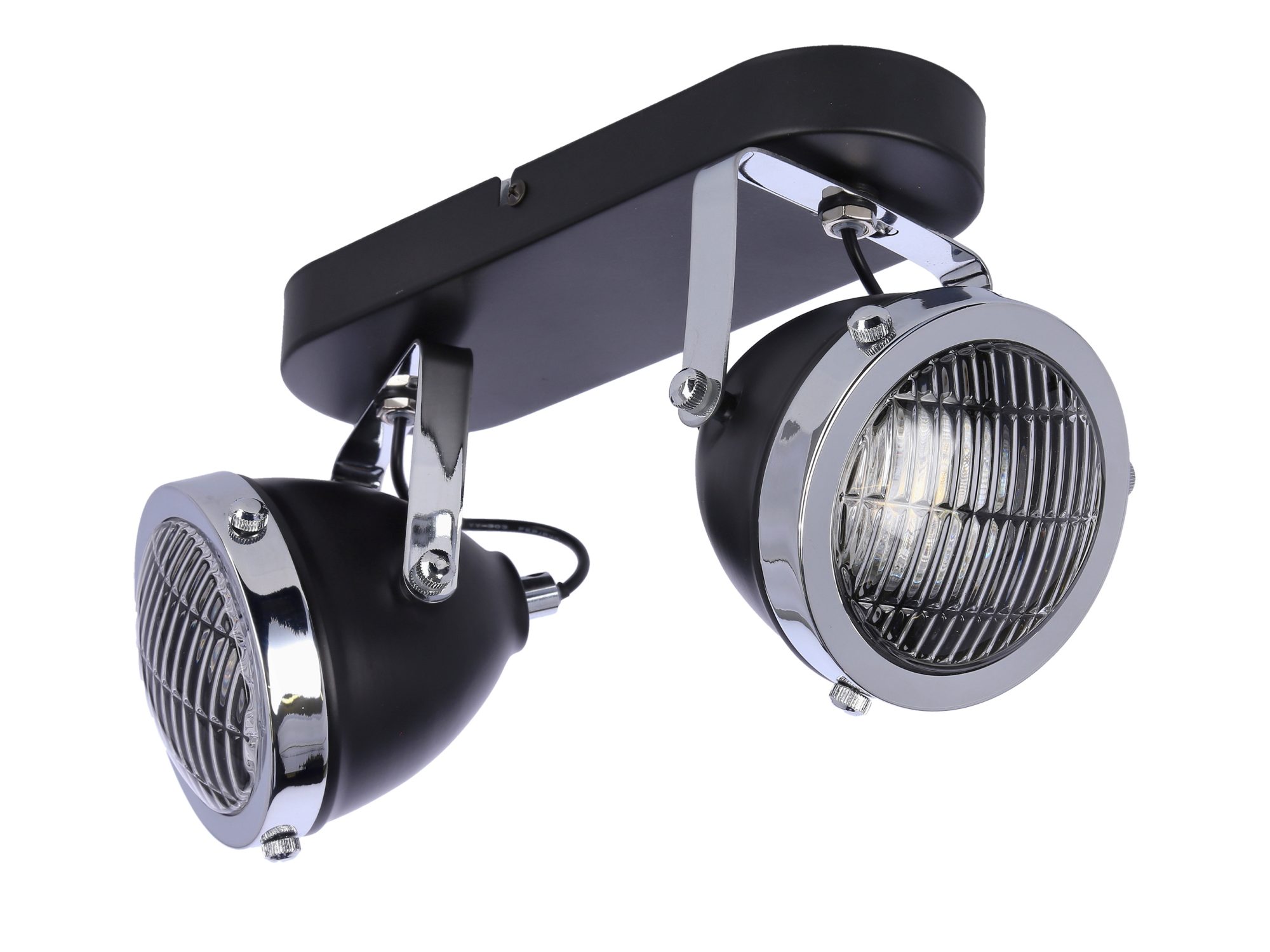 Lampa sufitowa Ralodeta dwa przezroczyste klosze i czarne mocowanie