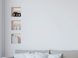 Miniaturka 4 - Biała listwa sufitowa Ralosia z reflektorami w jasnym salonie