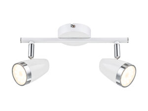 Miniaturka 3 - Listwa LED Silemina biała z dwoma regulowanymi reflektorami i srebrnymi detalami na białym tle