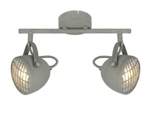 Miniaturka 2 - Listwa sufitowa Zarameta z dwoma szarymi reflektorami i metalowymi kratkami