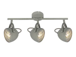 Miniaturka 3 - Szara listwa sufitowa Zarameta z trzema metalowymi reflektorami GU10 z dekoracyjną kratką