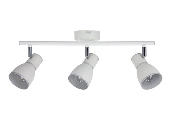 Lampa sufitowa Zarisena biała chromowana na białym tle z przodu