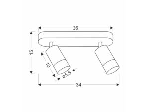 Miniaturka 1 - Lampa sufitowa Zelasa dwupunktowa rysunek wymiarowy