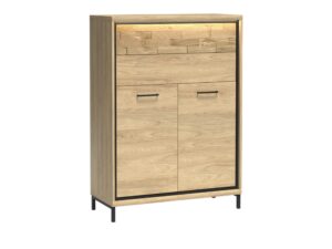 Miniaturka 5 - Komoda Lorenza z deską dębową, oświetleniem LED i metalowymi nogami