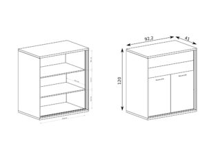 Miniaturka 1 - Komoda Lorenza – wymiary 92,2 × 41 × 120 cm i przekrój wnętrza