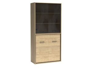 Miniaturka 10 - Witryna Lorenza hikora – gładki front laminowany, cokół, bez LED