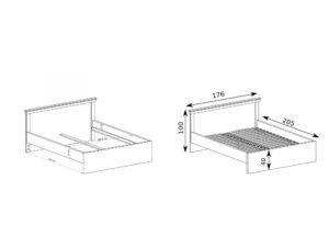 Miniaturka 6 - Łóżko Ambrina 160x200 cm, rysunek szerokości 176 cm i długości 205 cm
