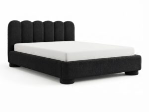 Miniaturka 7 - Łóżko tapicerowane Belcara 1 z pionowym panelowym zagłówkiem na białym tle
